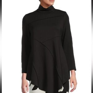 IC Collection Soft Knit Crepe Mock Neck Long Sleeve Top Sz M